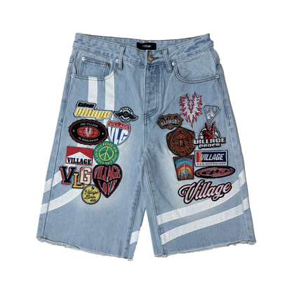 Patchwork Denim Shorts