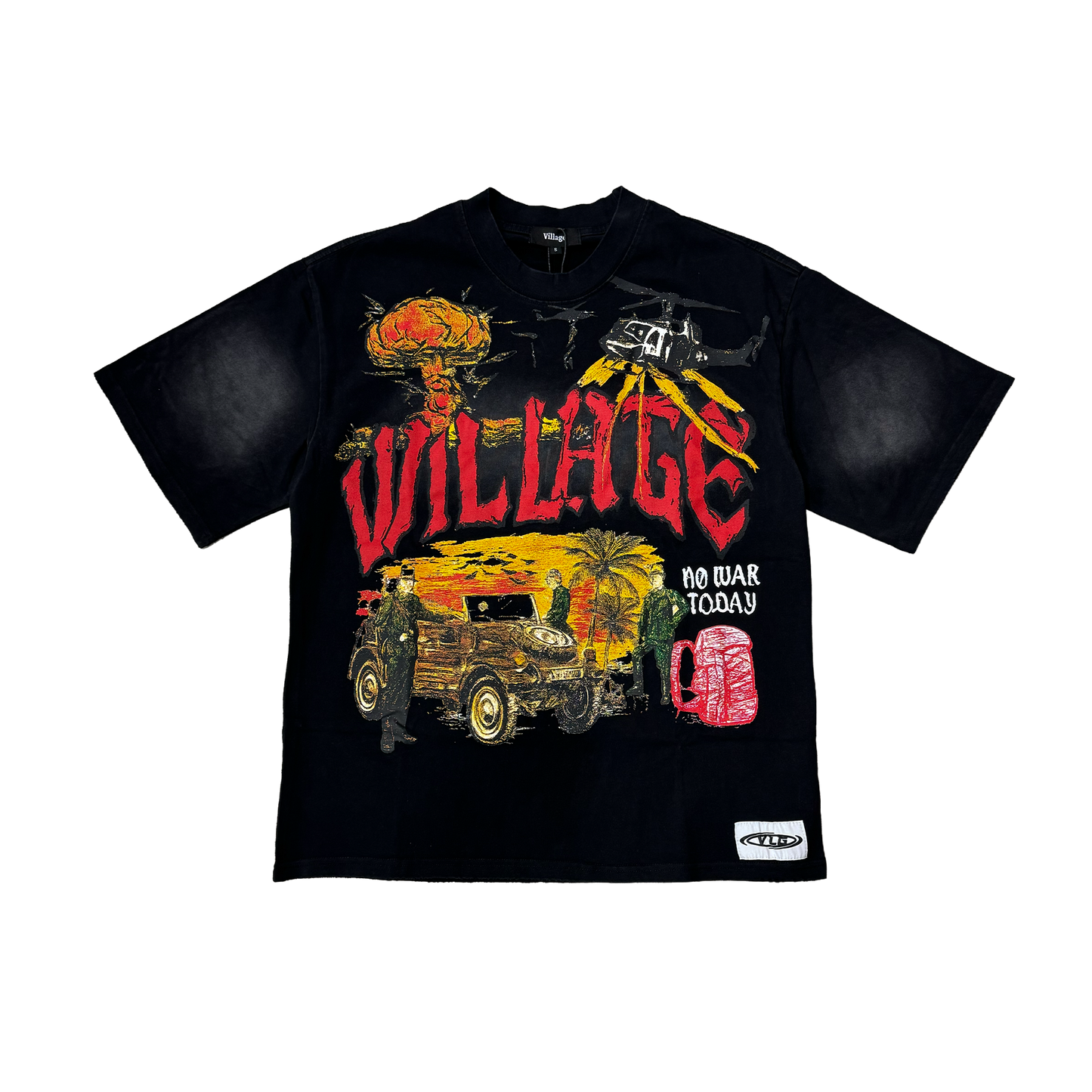 War Tee in Washed Black