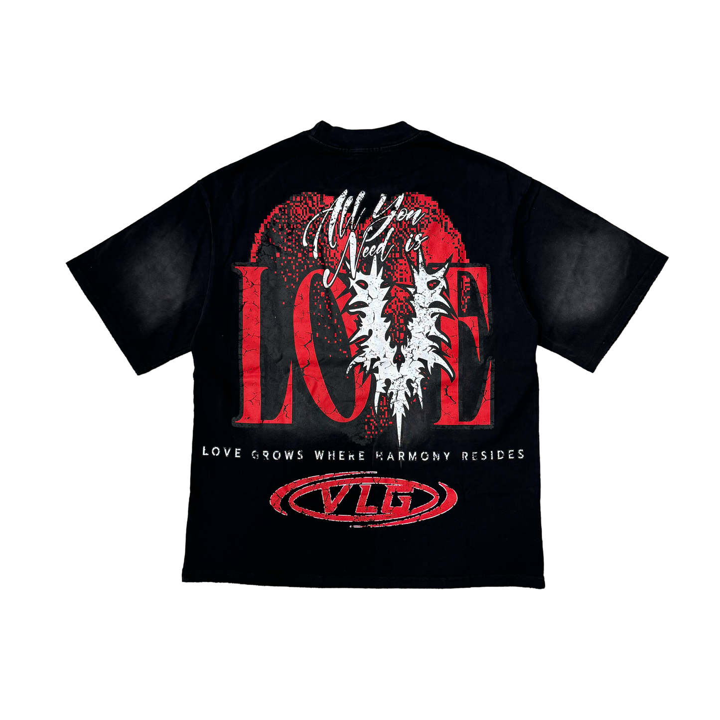 War Tee in Washed Black