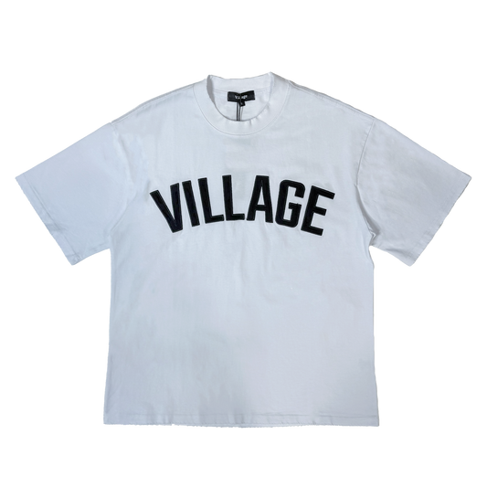 Village Script Logo Tee in White